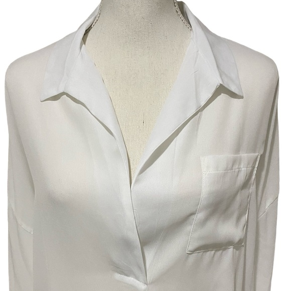 Missguided White Oversized Plunge Front Top Blouse Size 4 - Picture 5 of 11